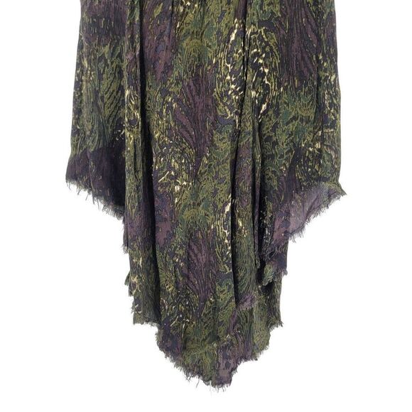 RVCA Womens Army Green SharkBite Skirt Sz M Smocked Waistband Frayed Hem Mad Max - Picture 12 of 13